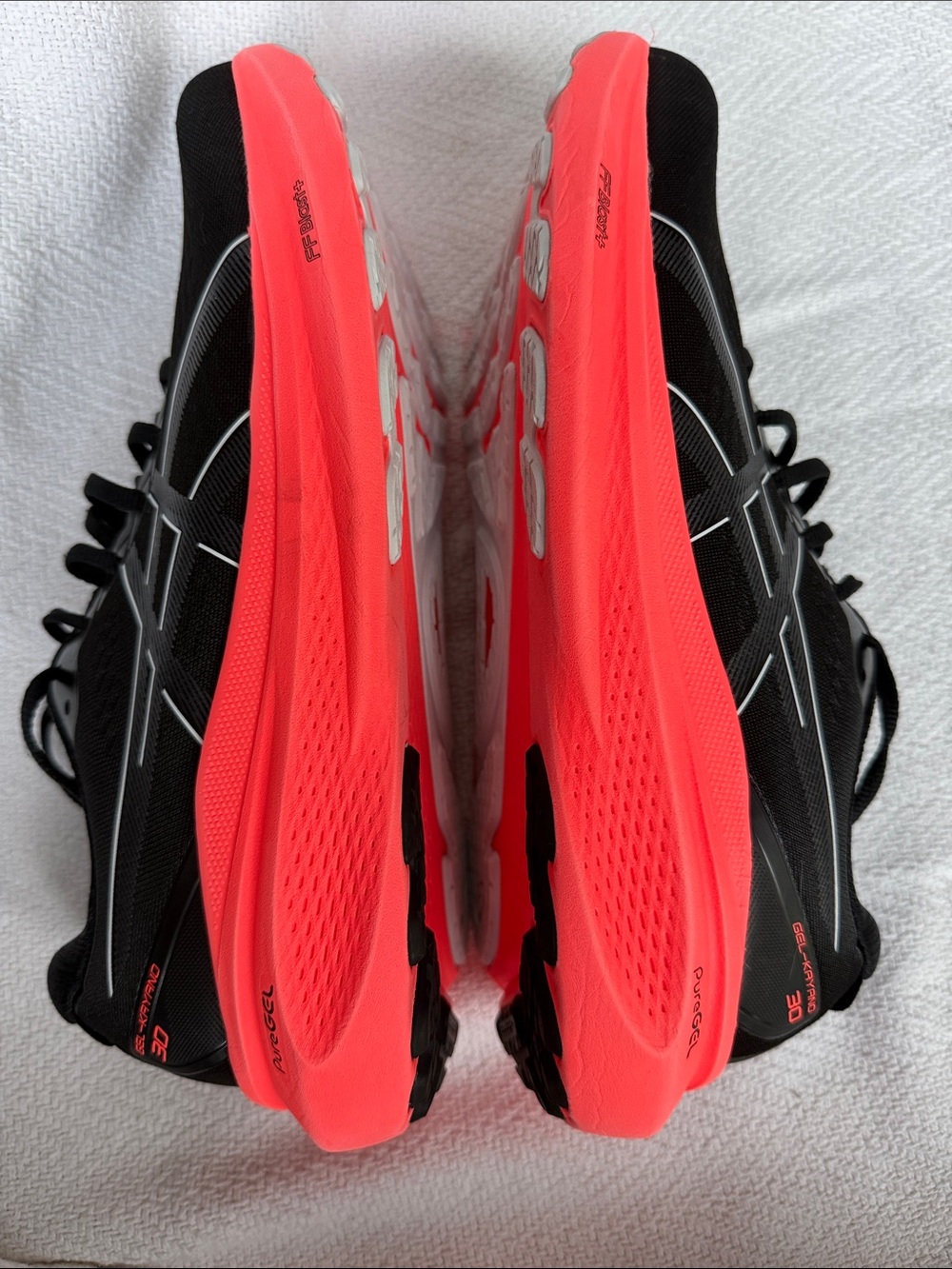 Asics Gel-Kayano 30 Black & Neon Coral Running Sneakers - Picture 5 of 11